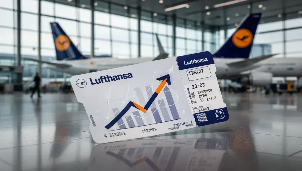 Lufthansa Aktie: 2,50 bis 11,40 Euro Entlastung pro Ticket Lufthansa Aktie - Beitragsbild