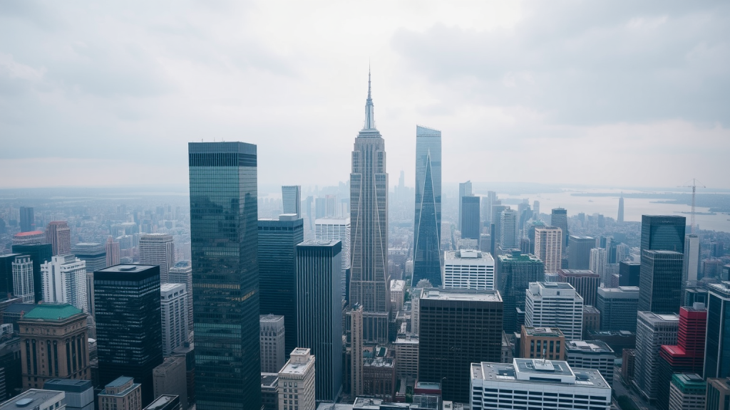 Worldwide Healthcare Trust P Rückkauf unter NAV Luftaufnahme eines Finanzviertels mit Wolkenkratzern.