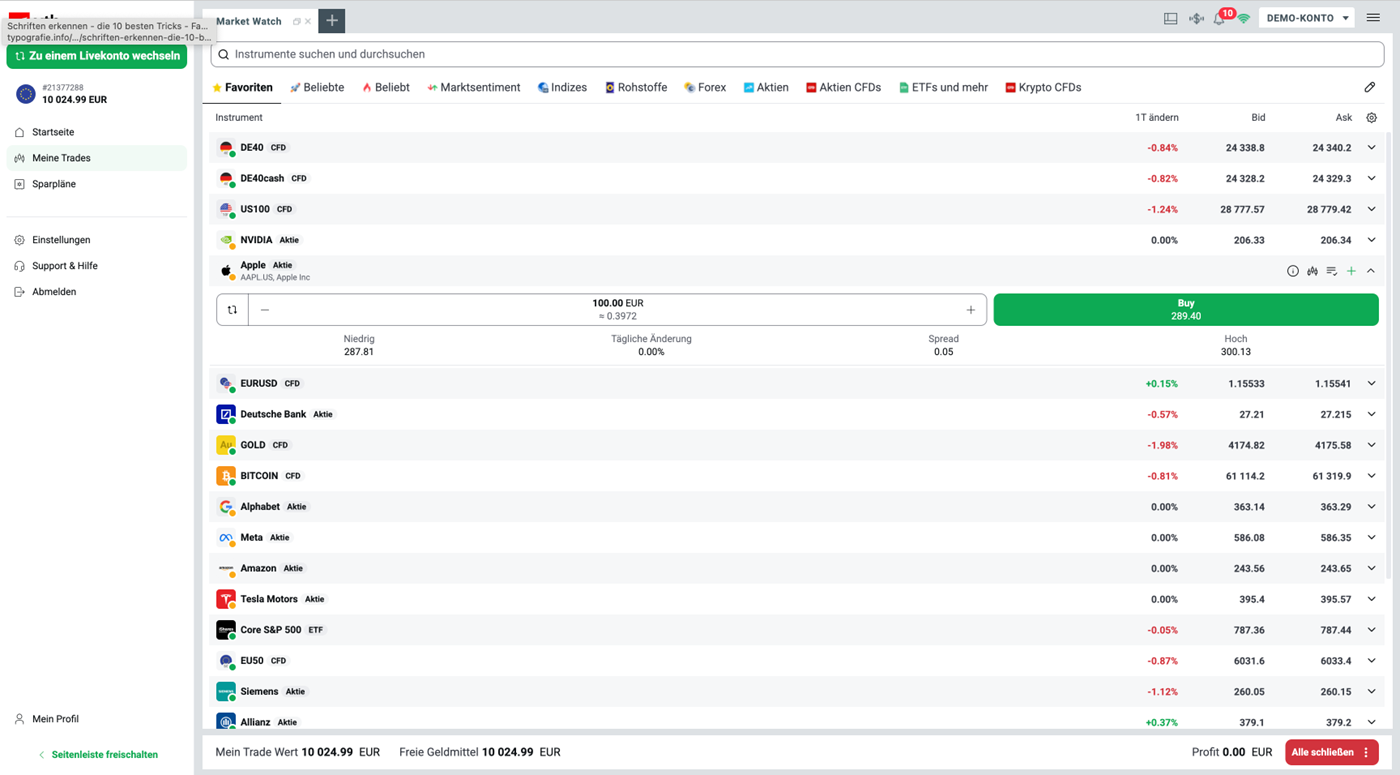 Assets in XTB