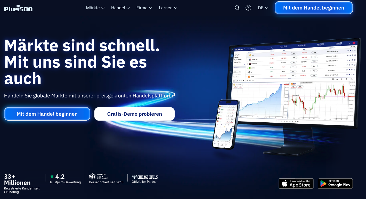 Plus500 Homepage