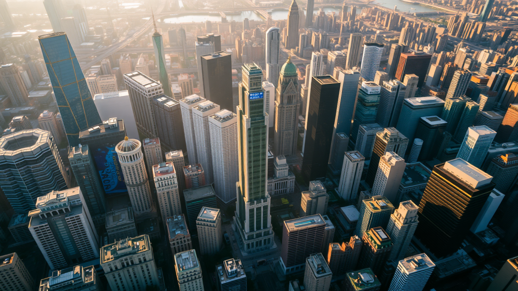 iShares MSCI New Zealand ETF: MSCI-Reviews am 18. und 23. Juni Luftaufnahme eines Finanzdistrikts im Morgenlicht