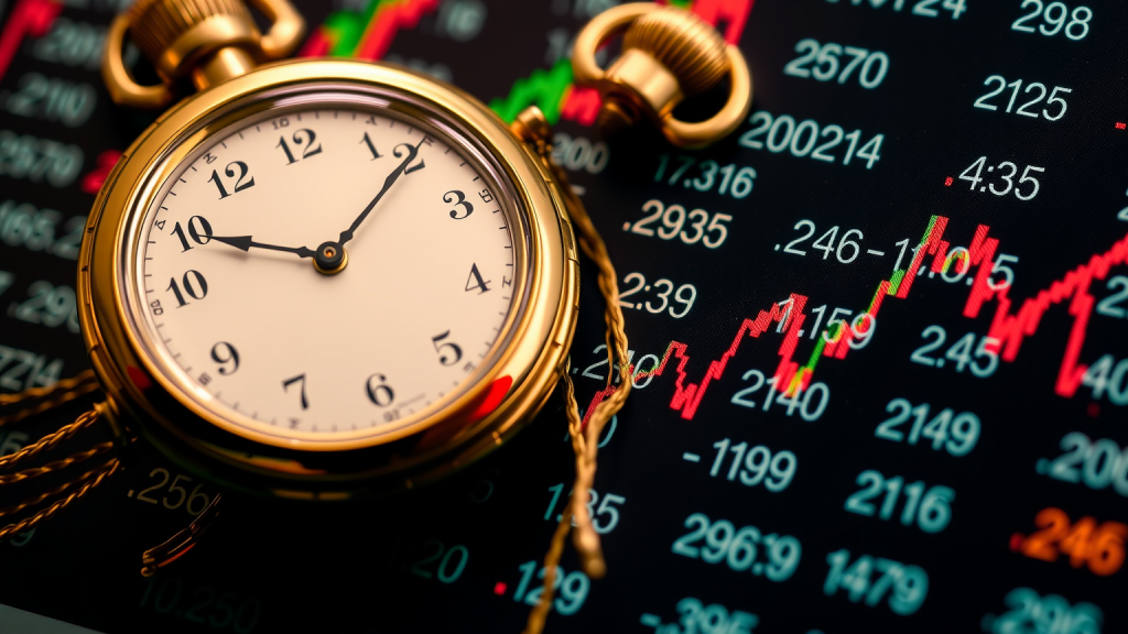 MSCI World ETF: Tech-Sektor mit 31 Prozent unter Druck Taschenuhr und Börsenzahlen in Nahaufnahme.