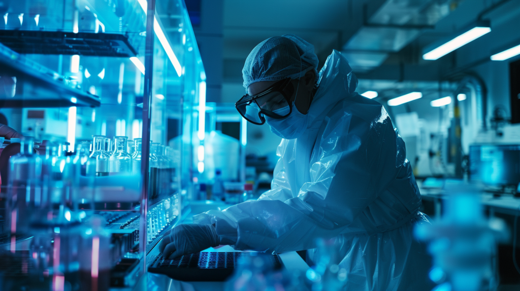 Bloom Energy Aktie: 9 Prozent Minus nach Hunterbrook-Vorwürfen Ein Bloom Energy Techniker in Schutzausrüstung, der Brennstoffzellen in einem High-Tech-Labor inspiziert