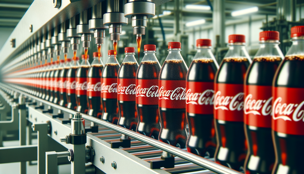 Coca-Cola Aktie: Mann geht am 1. August Produktionslinie mit Coca-Cola-Flaschen