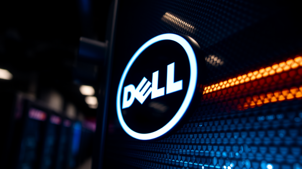 Dell Aktie: Pro-Max mit Blackwell und 20 PetaFLOPS Dell-Logo auf einem Unternehmensserver im Tech-Hub.