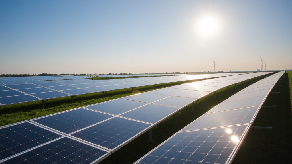 Energiekontor Aktie: Windpark Drensteinfurt-Rieth am Netz Energiekontor-Solarmodule im Sonnenlicht