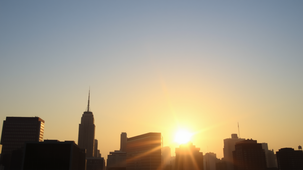 Bund-Future: Zurückhaltung vor Zinsentscheid Morgendlicher Blick auf Finanzviertel im Sonnenaufgang