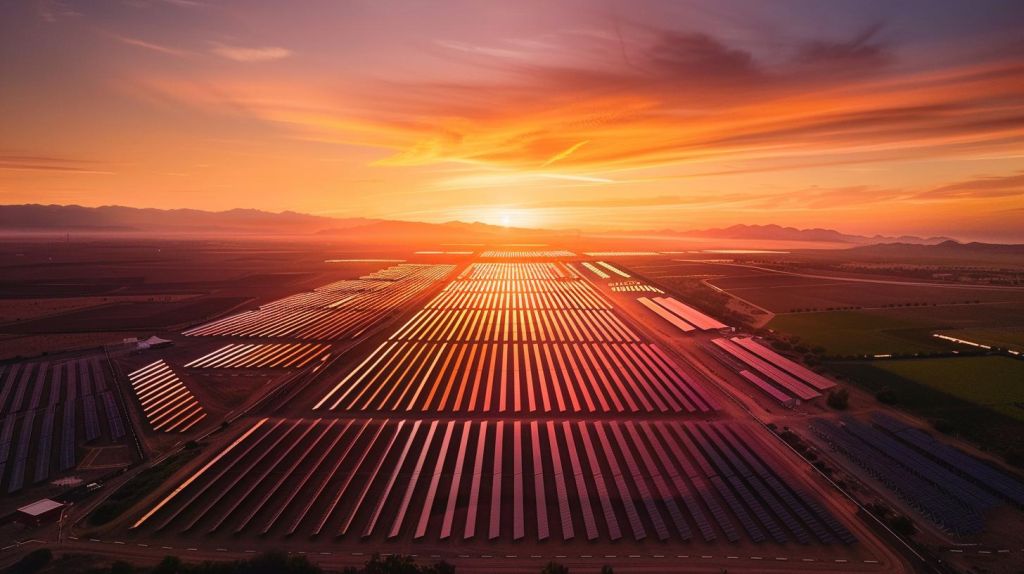 First Solar Aktie: 70 Dollar Strompreis nach 4. Juli Sonnenuntergang über Solarpark