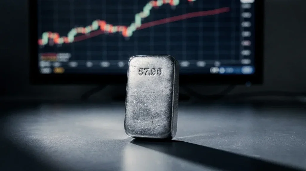 Silber Preis: Warsh bremst Rallye auf 57,96 Dollar Silber Preis Aktie - Beitragsbild