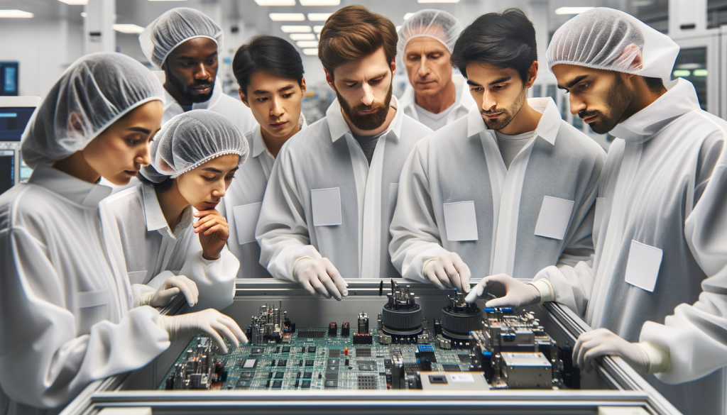 Siltronic Aktie: Elf Prozent Minus auf 81,40 Euro Ingenieure in weißen Overalls im Reinraum, die Siltronic-Halbleiterausrüstung inspizieren