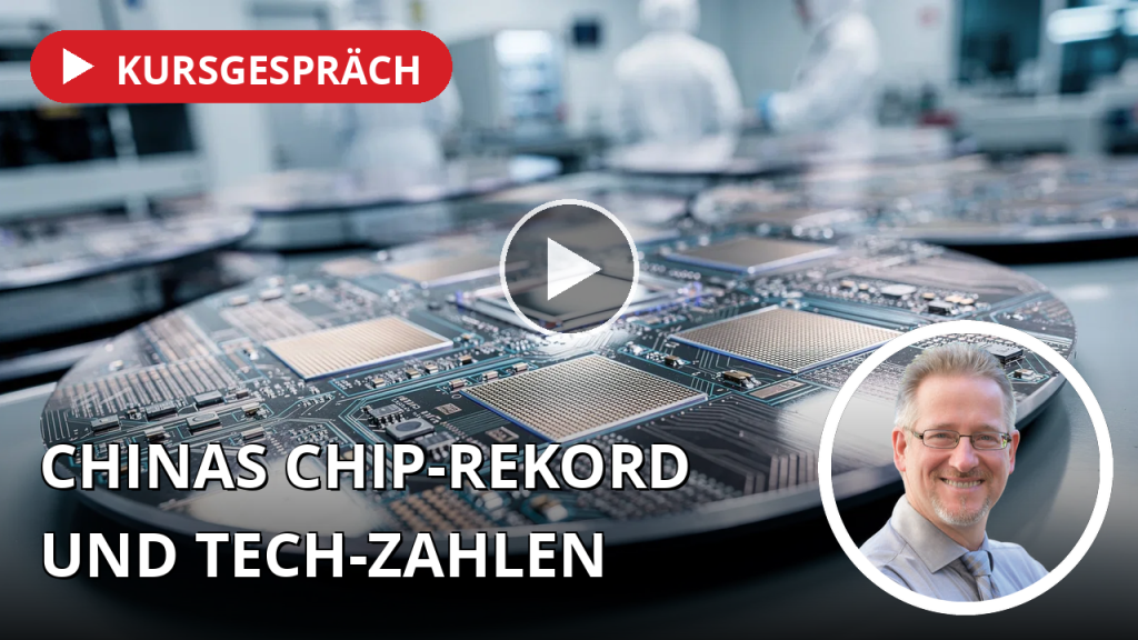 Nahaufnahme von silbrig glänzenden Halbleiter-Wafern in einer modernen Reinraum-Umgebung für die Chip-Produktion.