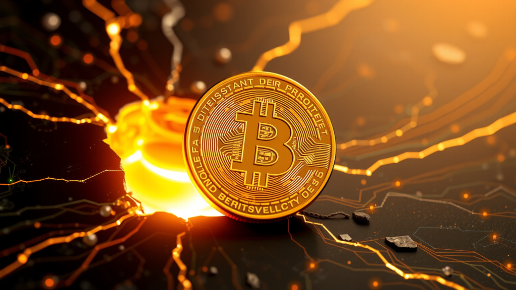 Bitcoin: Strategy verkauft, Wale kaufen Leuchtender goldener Bitcoin aus digitaler Matrix