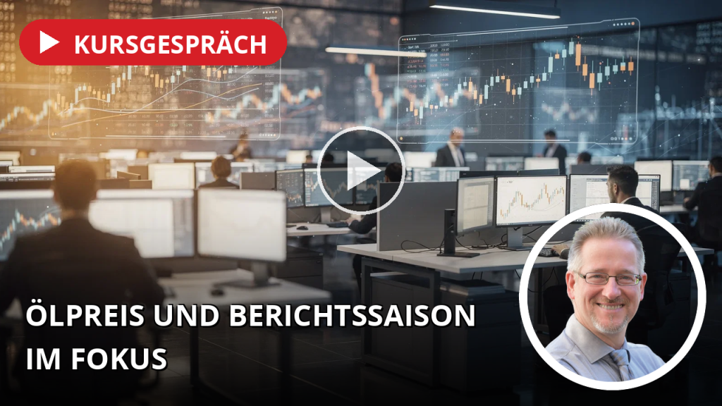 Ölpreis-Hoffnung und dichteste Berichtswoche des Sommers! Moderne Börsenanzeigen und Datenströme in einem Finanzzentrum als Symbol für die aktuelle Berichtswoche.