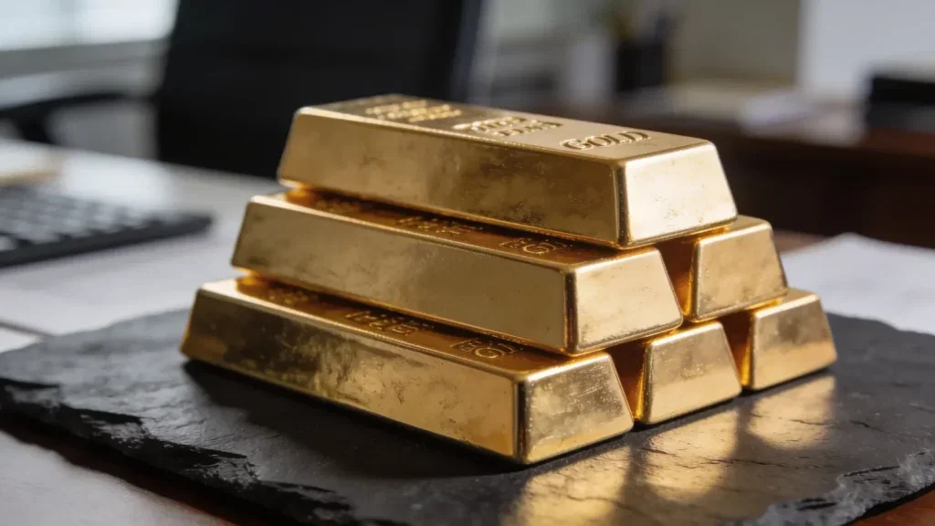 Gold: Monatsgewinn übertrifft zehn Prozent Gold Aktie - Beitragsbild (KI-generiertes Symbolbild)