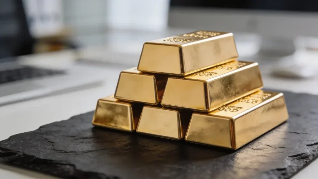 Gold: Goldman Sachs warnt vor weiteren Zinsschritten Gold Aktie - Beitragsbild (KI-generiertes Symbolbild)