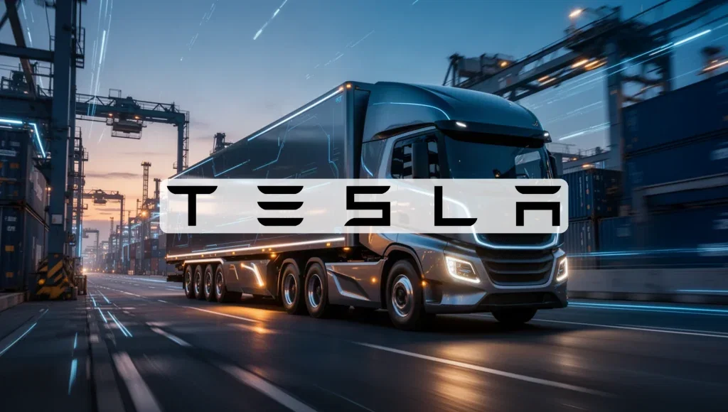 Tesla Aktie: 500 Semis für Einride Tesla Aktie - Beitragsbild (KI-generiertes Symbolbild)