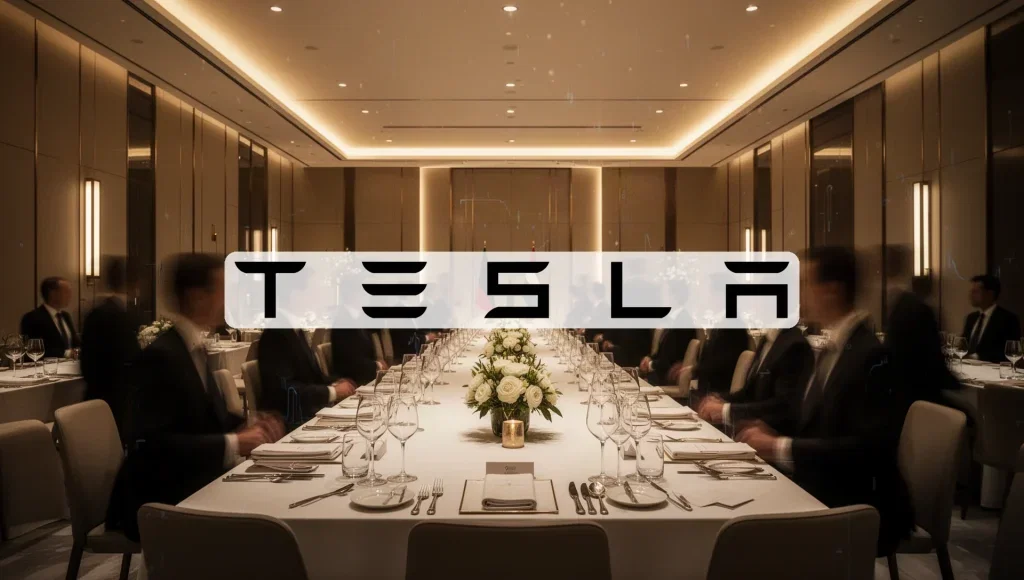 Tesla Aktie: Musk beim Staatsbankett Tesla Aktie - Beitragsbild (KI-generiertes Symbolbild)