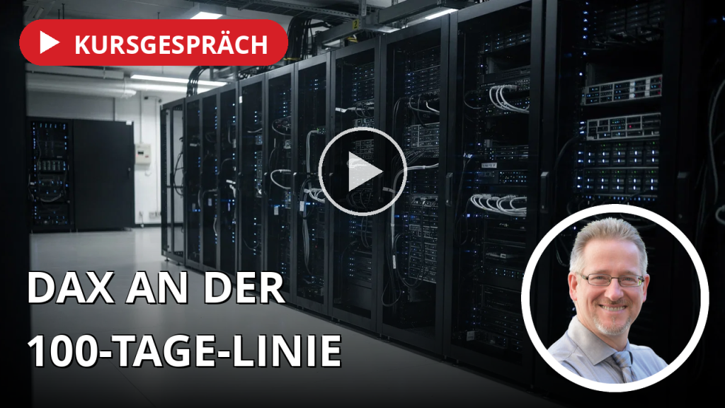 Moderne Serverräume mit leuchtenden LED-Anzeigen in einem Rechenzentrum.