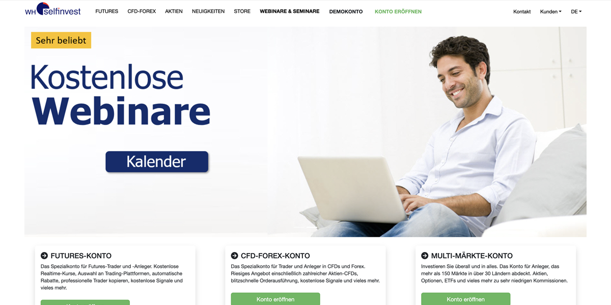 WH SelfInvest Webseite