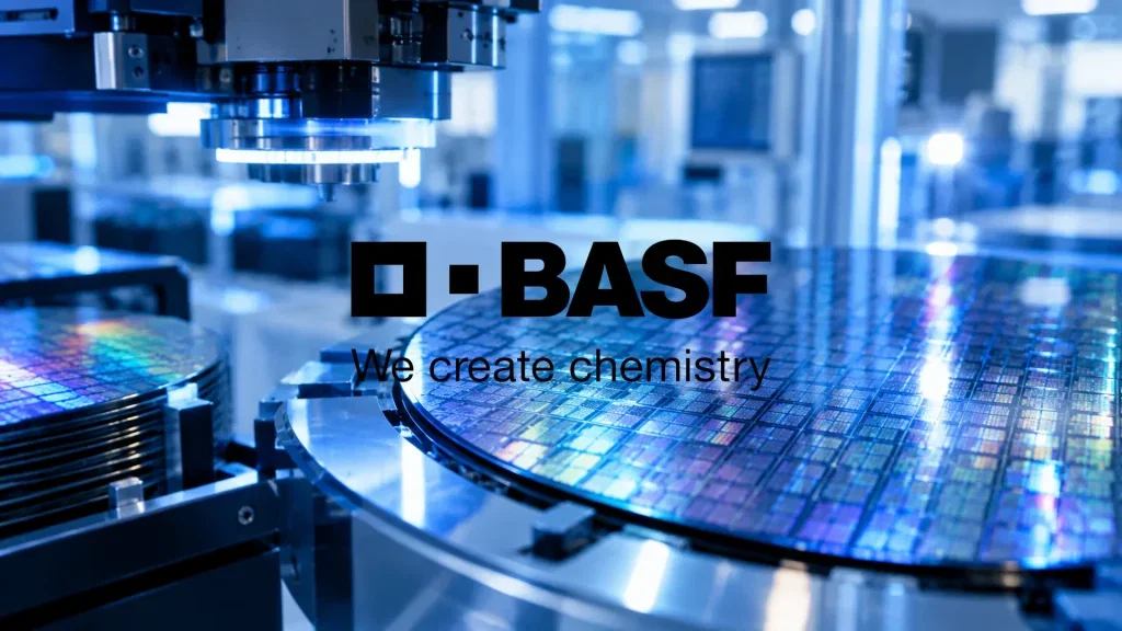 Abstrakte Darstellung von Mikrochip-Architektur und Halbleiter-Technologie in einem modernen Reinraum.