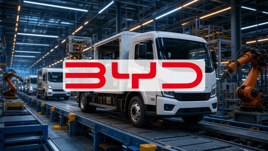 BYD Aktie: 150.000. Nutzfahrzeug läuft vom Band BYD Aktie - Beitragsbild (KI-generiertes Symbolbild)