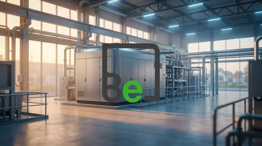 Moderne Brennstoffzellen-Technologie in einer Industrieanlage als Symbol für zuverlässige Energieversorgung.