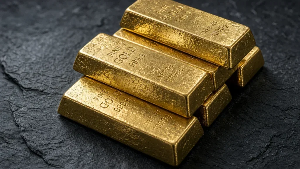 Gold: Wochenverlust von 3,4 Prozent Gold Aktie - Beitragsbild (KI-generiertes Symbolbild)