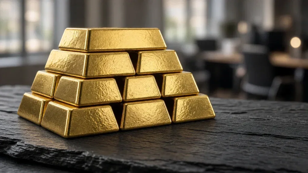 Gold: UBS erwartet 5.400 Dollar bis September 2027 Gold Aktie - Beitragsbild (KI-generiertes Symbolbild)