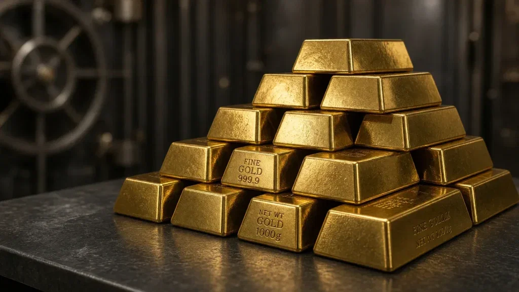 Gold: Zentralbankkäufe stützen unter 4.000 Dollar Gold Aktie - Beitragsbild (KI-generiertes Symbolbild)