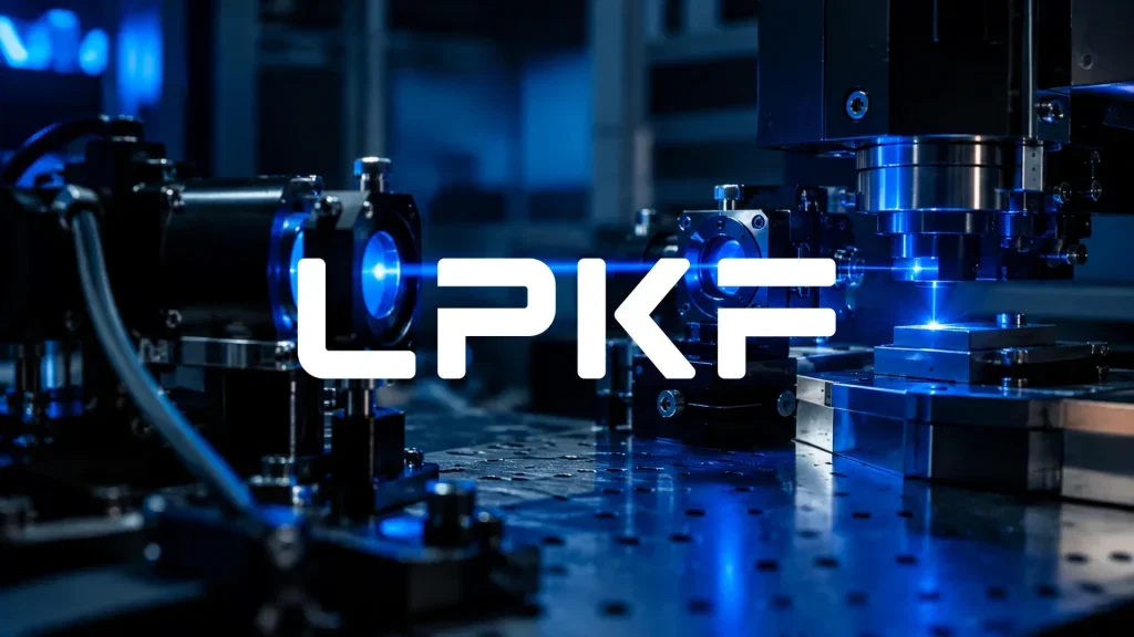 LPKF Laser-Aktie: Absturz eines Highflyers! Industrielle Lasersysteme in einem modernen Labor mit stimmungsvoller Beleuchtung.