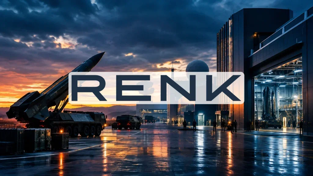 RENK-Aktie: Explosion erhofft! Abstrakte Darstellung der Rüstungsindustrie mit metallischen Strukturen und gedimmter, atmosphärischer Beleuchtung.