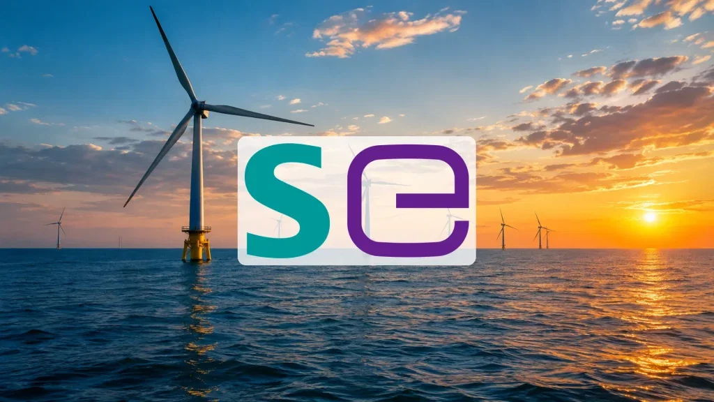 Moderne Offshore-Windkraftanlagen auf dem offenen Meer bei Sonnenuntergang als Symbol für die Energiewende.