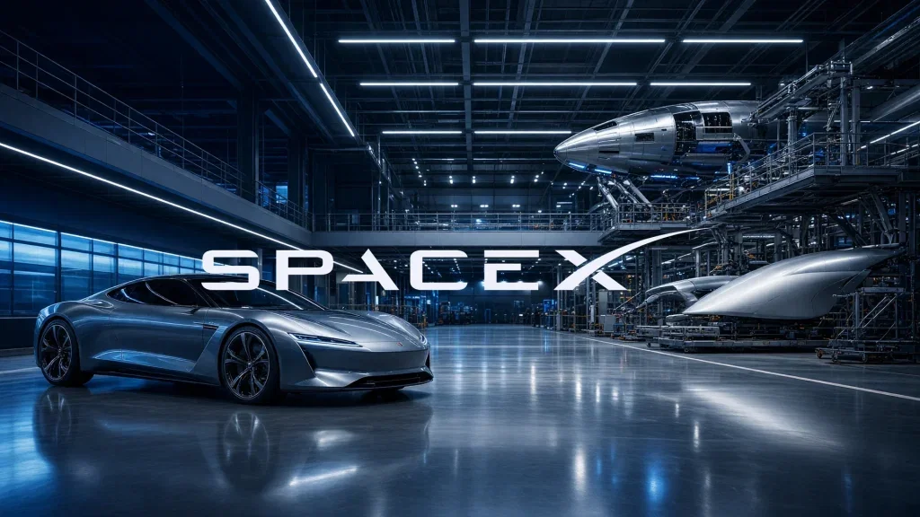 SpaceX Aktie: Sonderausschüsse prüfen Fusion mit Tesla SpaceX Aktie - Beitragsbild (KI-generiertes Symbolbild)