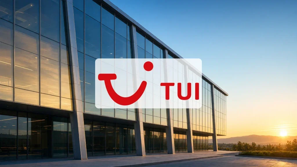 TUI-Aktie: Es ist noch nicht alles verloren! Moderne Glasarchitektur eines Bürogebäudes bei Sonnenuntergang als Symbol für wirtschaftliche Innovation und Wachstum.