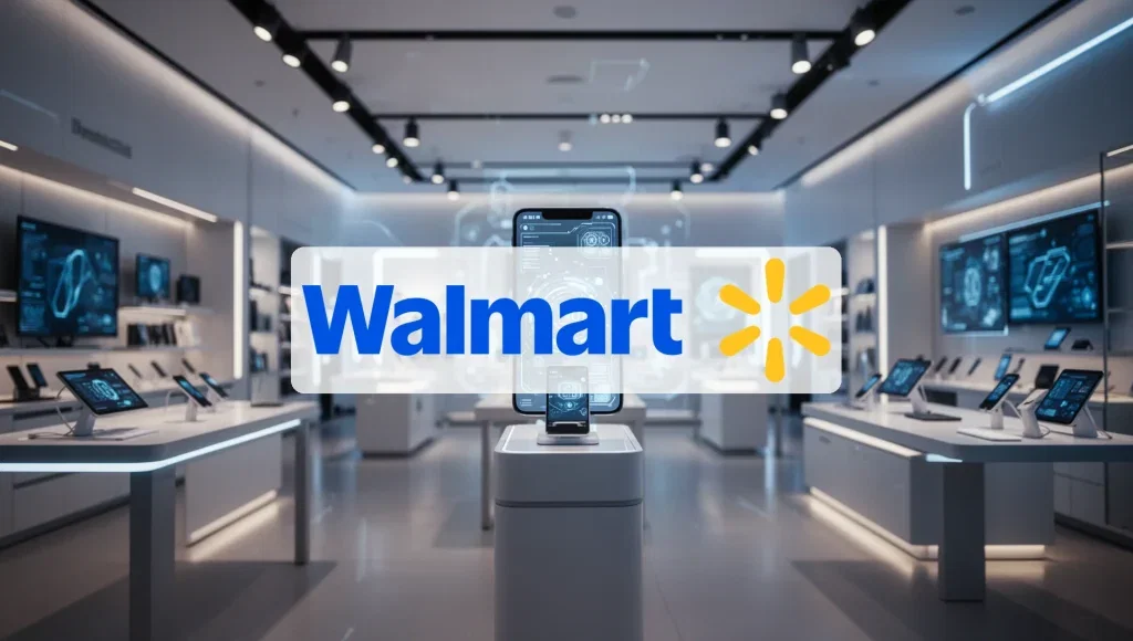 Walmart Aktie: Regale blinken künftig Walmart Aktie - Beitragsbild (KI-generiertes Symbolbild)