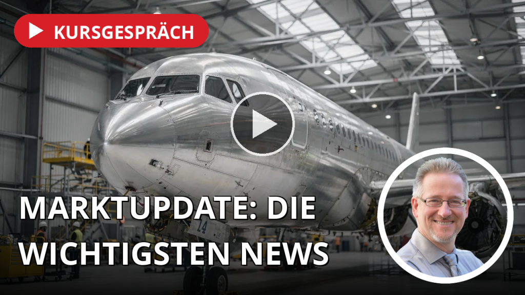 Boeing siegt im Milliardenpoker, BASF bleibt an Evonik dran, Alphabet greift mit neuem KI-Modell an – Micron liefert Rekordzahlen Ein modernes Flugzeugmontagewerk mit Fokus auf die technologische Präzision und industrielle Fertigung.