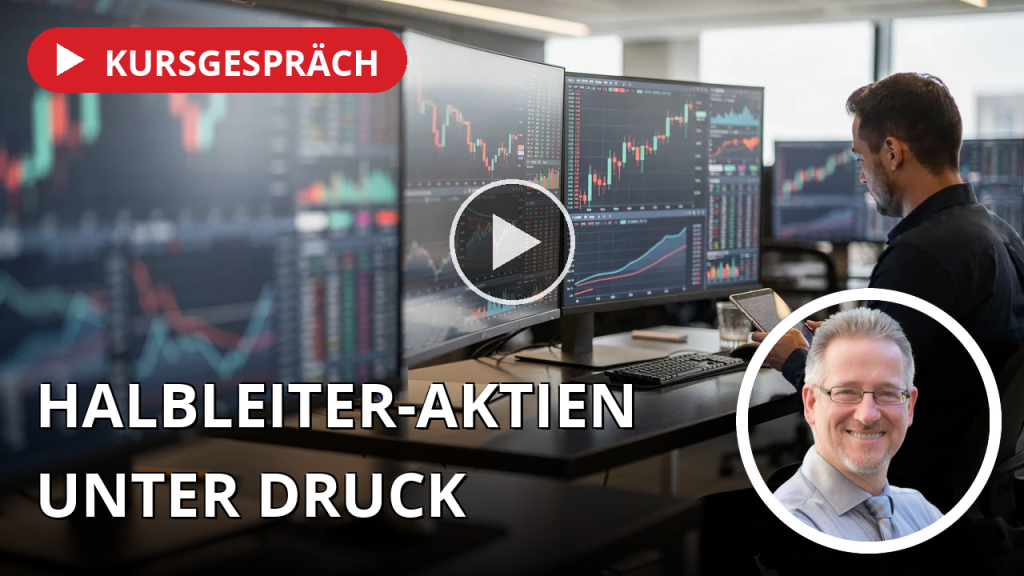 US-Banken verdienen prächtig, die Kurse fallen trotzdem – ASML kommt mit der Produktion nicht hinterher Ein professioneller Handelsraum mit verschwommenen Monitoren und einem konzentrierten Händler im Hintergrund.