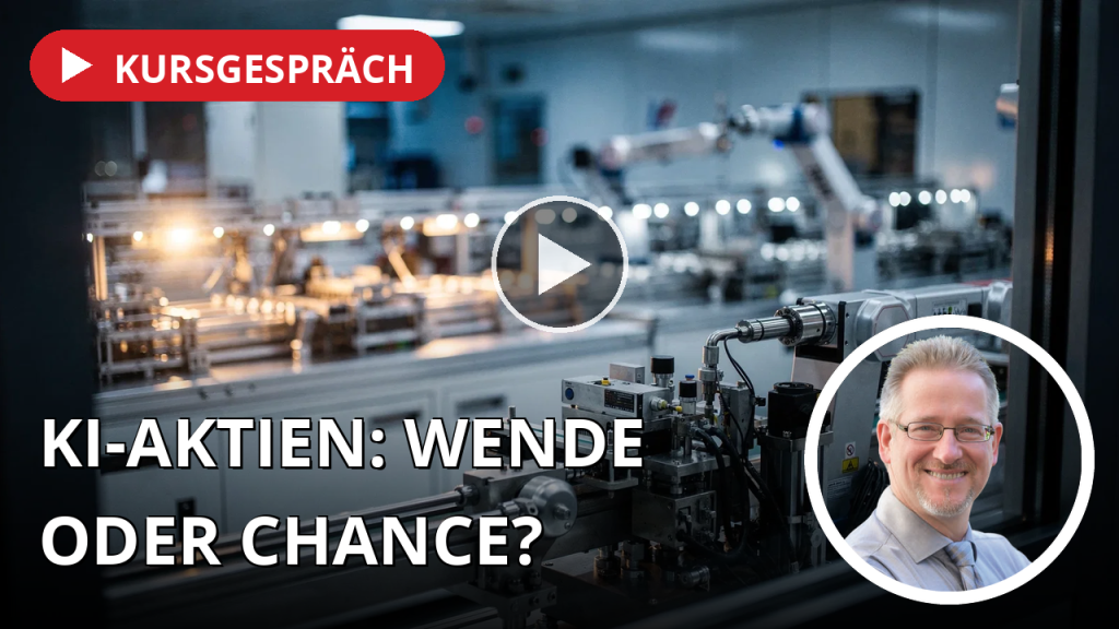 Zinsangst stürzt Chipwerte: Ausverkauf im KI-Sektor zwischen Übertreibung und Zäsur Moderne Fertigungsanlage für Halbleiter in einem Reinraum mit präzisen Robotersystemen bei gedimmter Beleuchtung.
